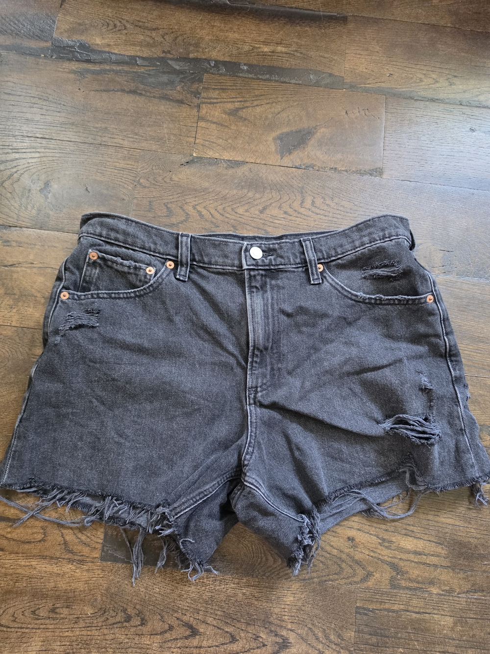 GAP Women’s Distressed Black Denim Shorts